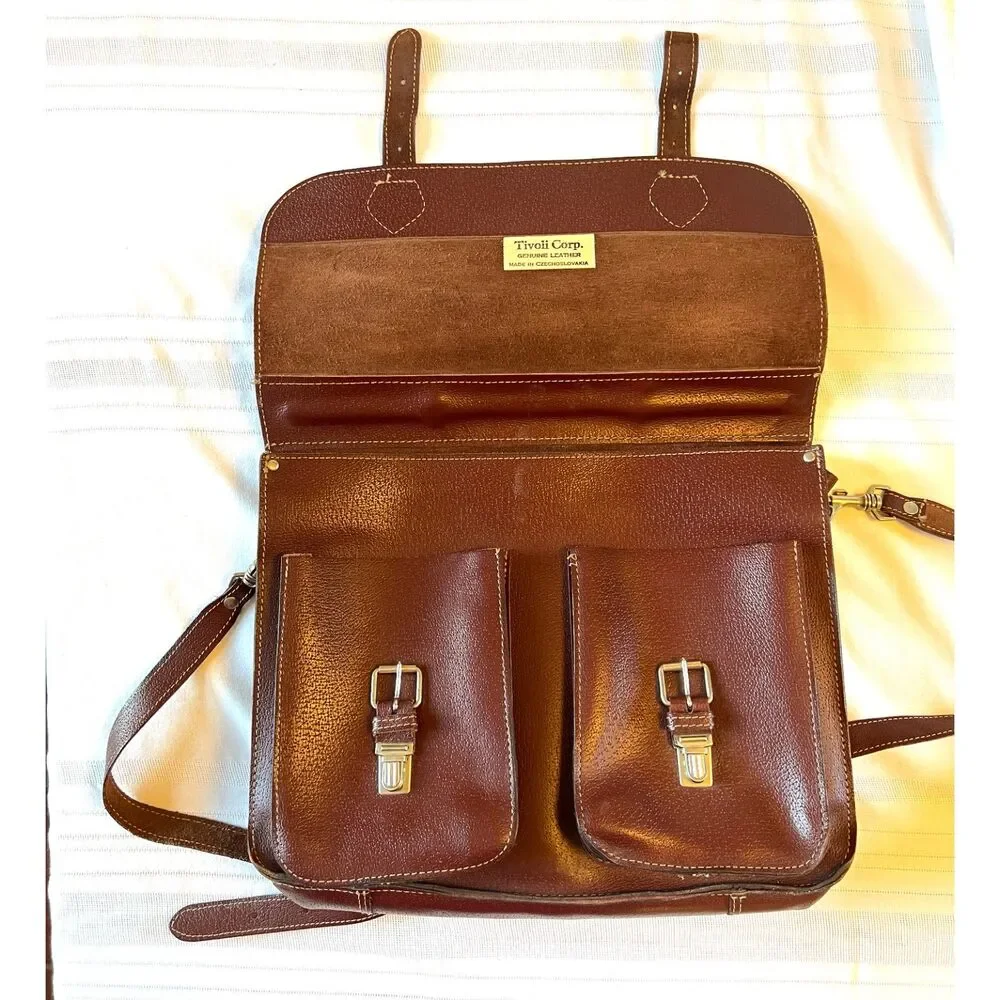 Tivoli Corp Large Universal Leather Vtg Crossbody Briefcase/Messenger/Laptop Bag